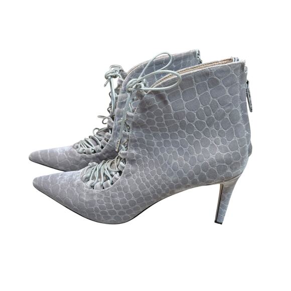 Chelsea Paris Gray Velvet Sabrine Italian Lace Front Booties 6.5 - Picture 13 of 14